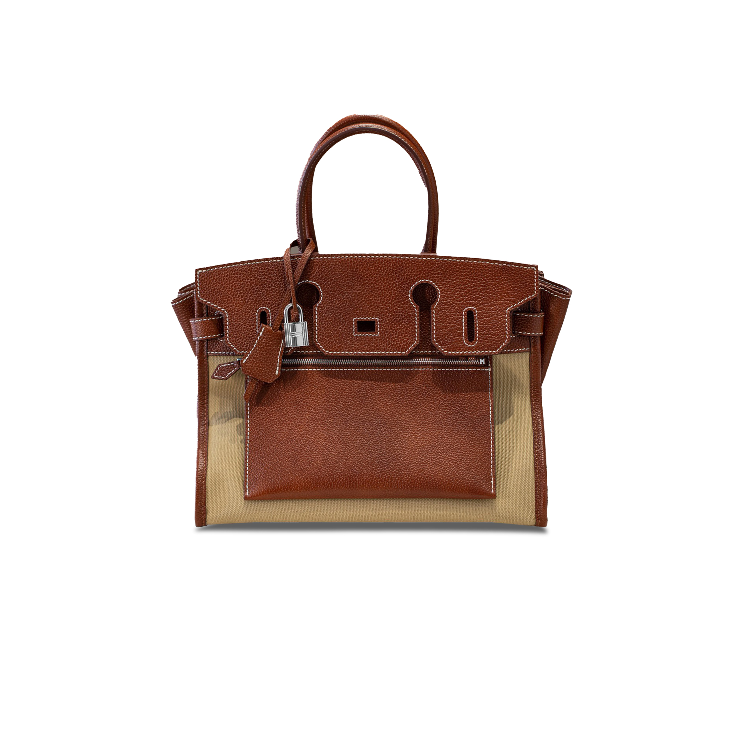 H**mes master birkin fubao leather and canvas waterproof cotton and linen bag 1034063395 (30*21*17cm)